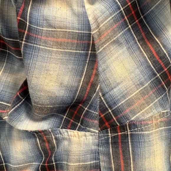 Wrangler Short Sleeve Blue Plaid Button Down w/ Pearl Snaps Mens Size 3XL - Picture 4 of 6